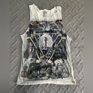 Mens All Saints tank Greek fraternity graphics XS